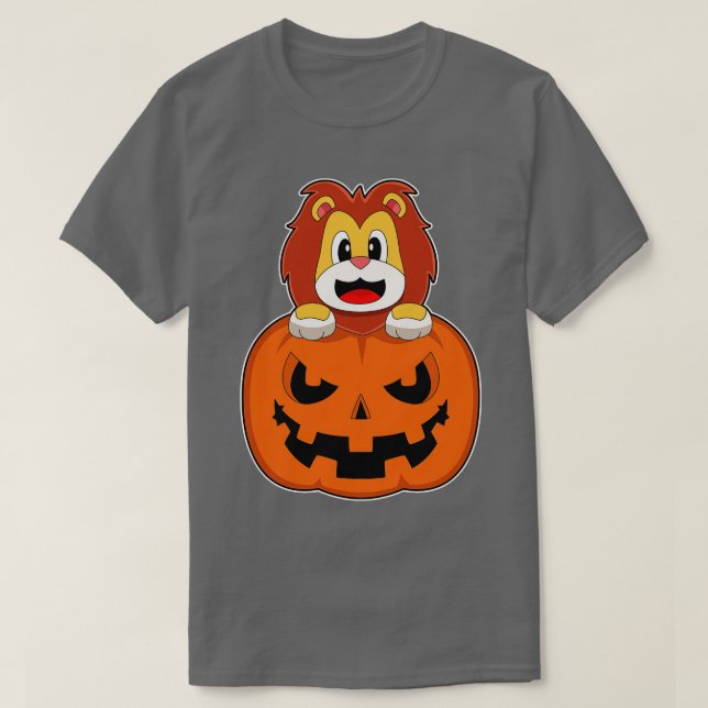 Lion Halloween Pumpkin T-Shirt (Design Front)