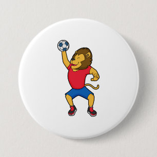 Lion Handball player Handball 7.5 Cm Round Badge