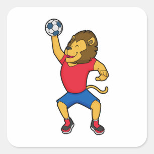 Lion Handball player Handball Square Sticker