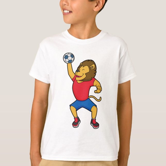 Lion Handball player Handball T-Shirt (Front)