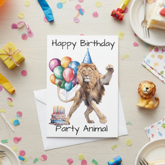 Lion Happy Birthday Party Animal Card (Creator Uploaded)