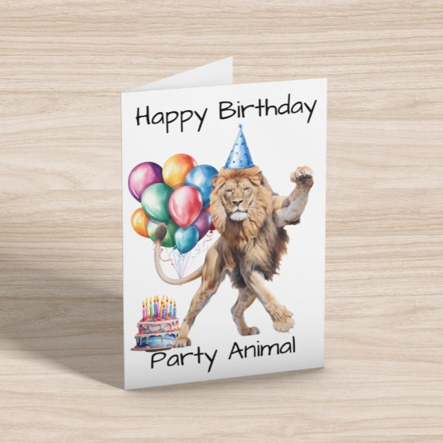 Lion Happy Birthday Party Animal Card (Creator Uploaded)