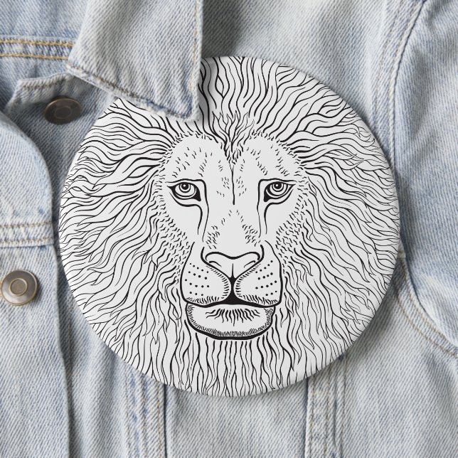 Lion head 6 cm round badge (In Situ)