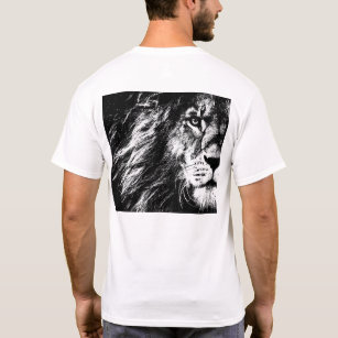 Lion Head Back Side Print Pop Art Template Mens T-Shirt
