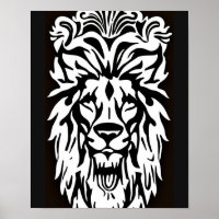 Lion head black and white etching regal