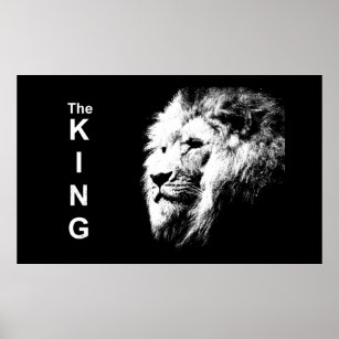 Lion Head Black & White Modern Pop Art Template Poster