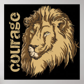 Lion head Courage motivational poster print