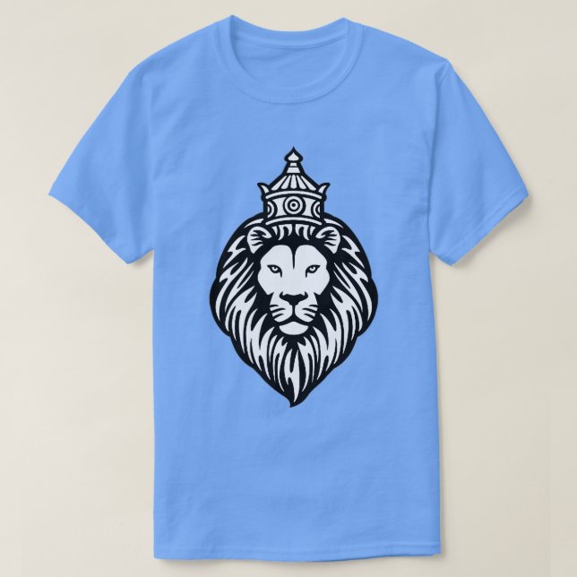 Lion Head Crown Shirt King Lion Cat Face Tee Men B (Design Front)