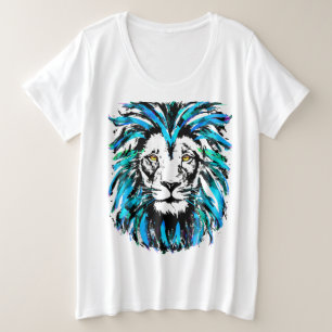 Lion Head Drawing - Wildlife Big Cats Plus Size T-Shirt