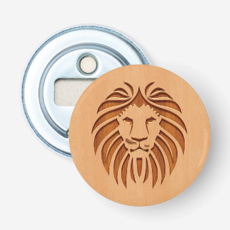 Lion head engraved on wood design bottle opener