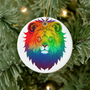 Lion Head Gay Pride Ceramic Tree Decoration