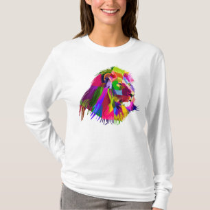 Lion Head Geometric Prismatic Design T-Shirt