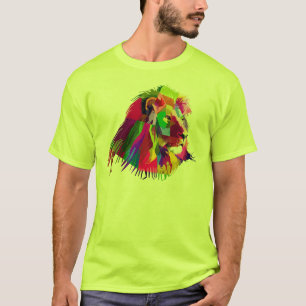 Lion Head Geometric Prismatic Design T-Shirt
