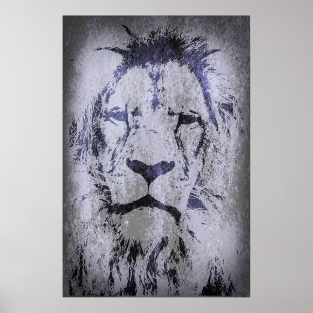 Lion Head Grunge Poster (Front)