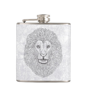Lion head hip flask