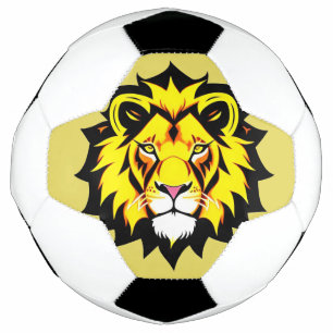 Lion Head Illustration with Intricate Detail Soccer Ball