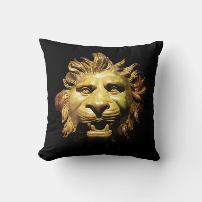 LION HEAD IN BRONZE Figurehead Antique Roman Ship Cushion (Front)