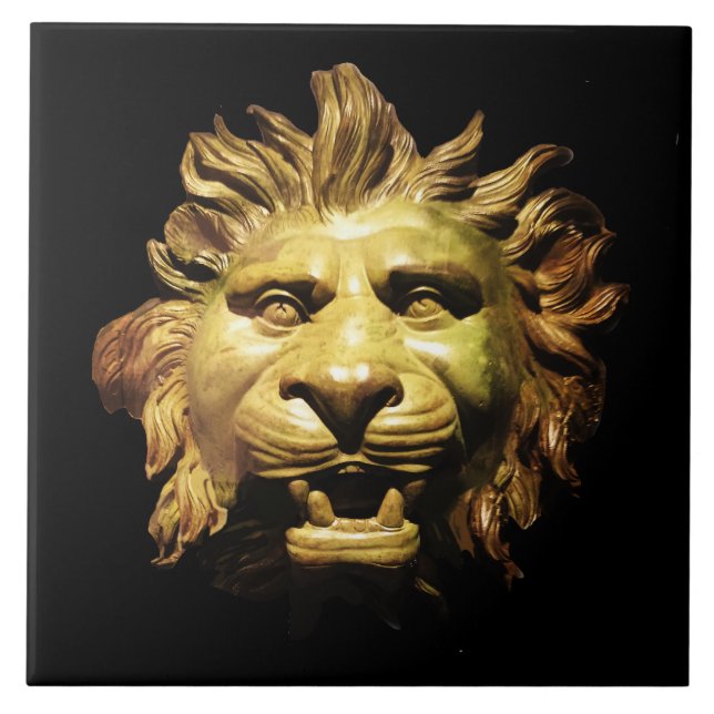 LION HEAD IN BRONZE Figurehead Antique Roman Ship Tile (Front)