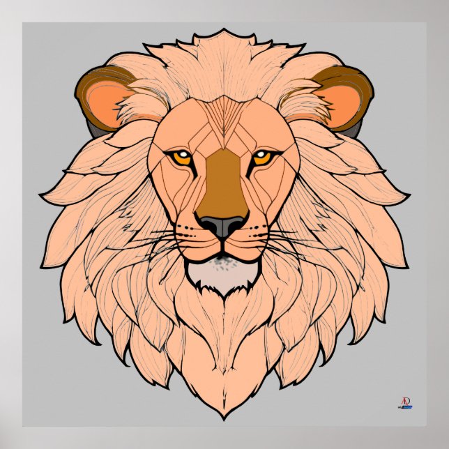 lion head - minimum color poster (Front)
