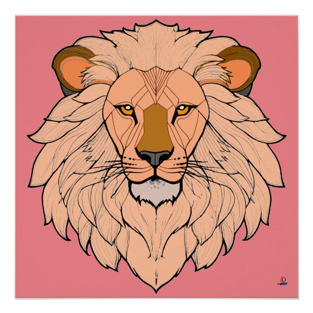 lion head - minimum color poster (Front)