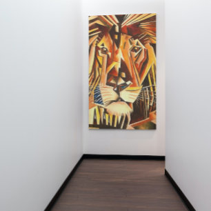 Lion Head Modern Cubist Painting Canvas Print