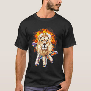 Lion Head Motif Africa Big Cat Mane Colourful Lion T-Shirt