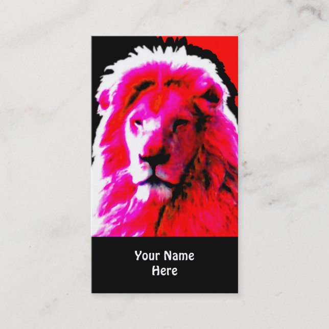 Lion Head Pink business card black (Front)