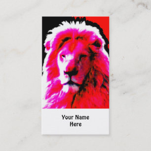 Lion Head Pink business card white
