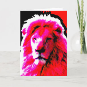 Lion Head Pink greetings card