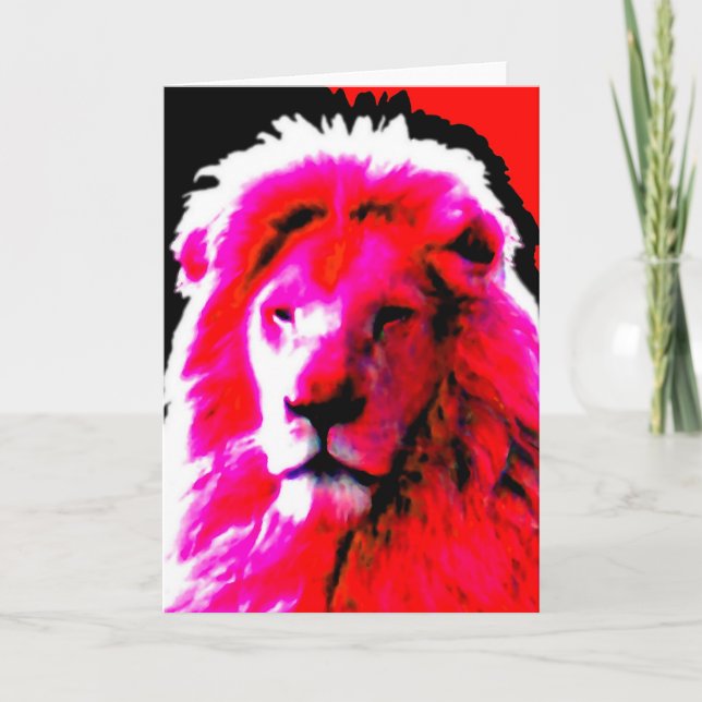 Lion Head Pink greetings card (Front)