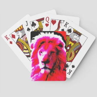 Lion Head Pink playing cards