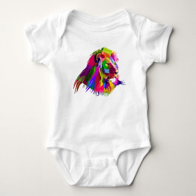 Lion  Head Prismatic Pop Art Design-62502 Baby Bodysuit (Front)