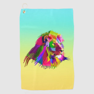 Lion  Head Prismatic Pop Art Design-62502 Golf Towel