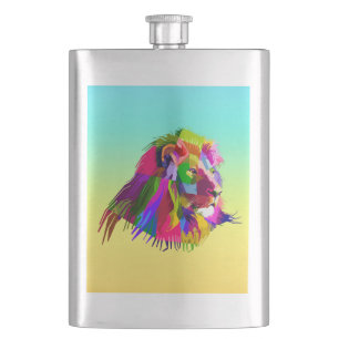 Lion Head Prismatic Pop Art Design-62502 Hip Flask