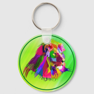 Lion Head Prismatic Pop Art Design-62502 Key Ring