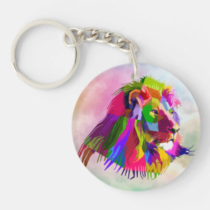 Lion Head Prismatic Pop Art Design-62502 Key Ring