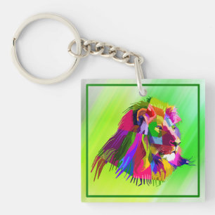 Lion Head Prismatic Pop Art Design-62502 Key Ring