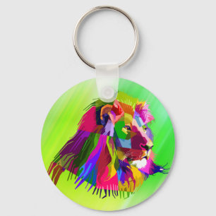 Lion  Head Prismatic Pop Art Design-62502 Key Ring