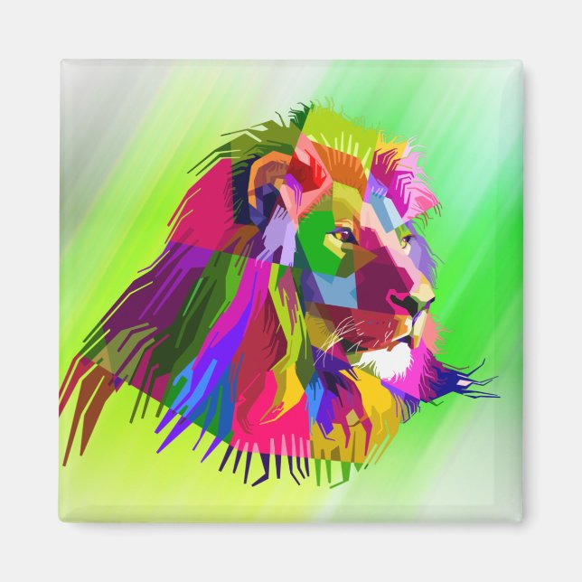 Lion  Head Prismatic Pop Art Design-62502 Magnet (Front)