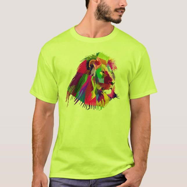 Lion  Head Prismatic Pop Art Design-62502 T-Shirt (Front)