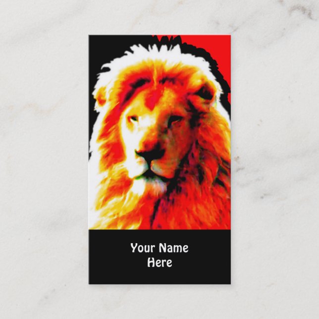 Lion Head Red business card black (Front)