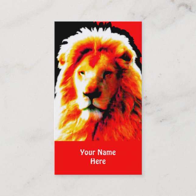Lion Head Red business card red (Front)
