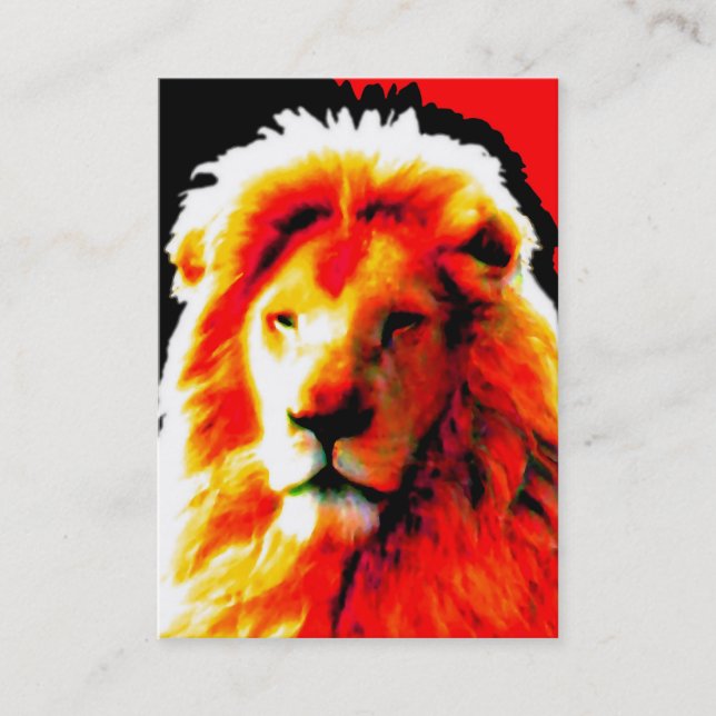 Lion Head Red business card white chubby (Front)