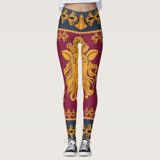 Lion head scarf: golden motif. leggings