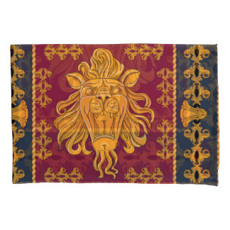 Lion head scarf: golden motif. pillowcase