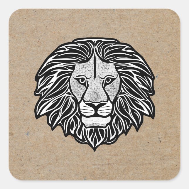 Lion Head Square Sticker (Front)