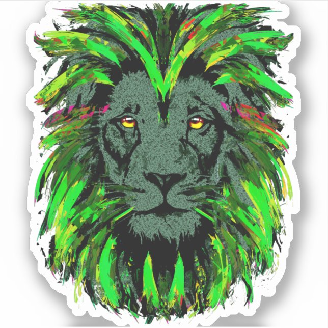 Lion head sticker - Green lion sticker (Front)