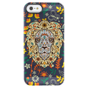 Lion Head Sugar Skull & Retro Flowers Clear iPhone SE/5/5s Case