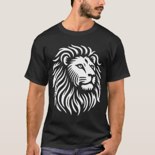 Lion Head - White on Black T-Shirt