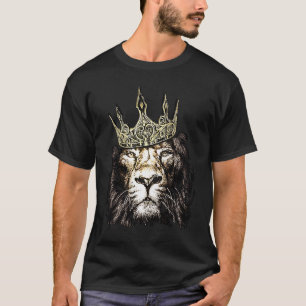 Lion head with crown king lion wild cat lion crown T-Shirt